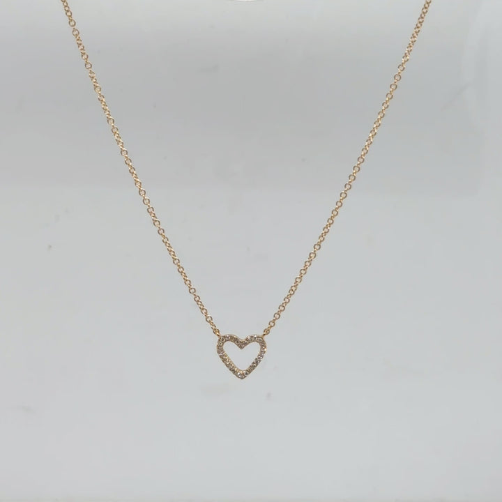 14K Yellow Gold Diamond Heart Necklace