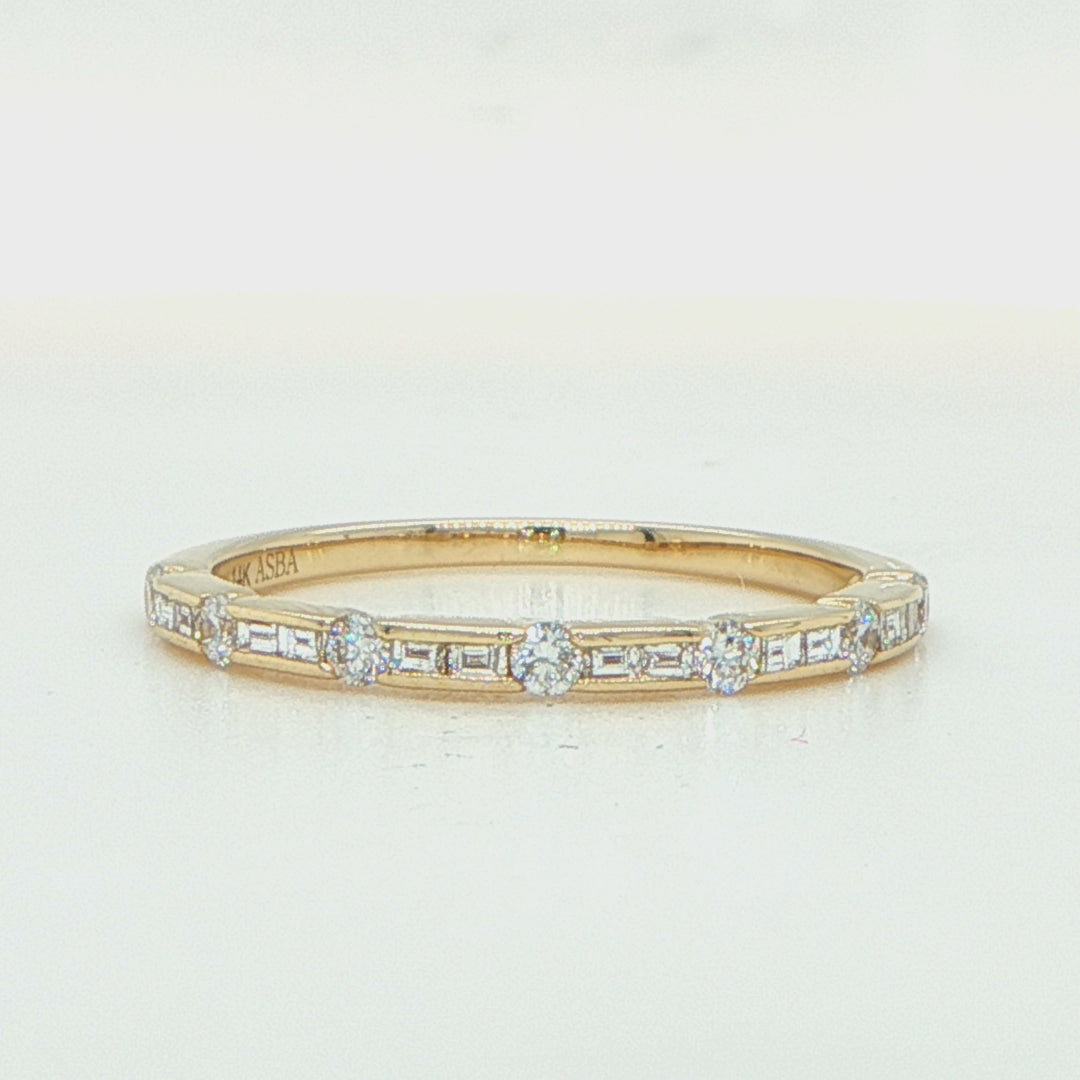 14K Yellow Gold Baguette Diamond Wedding Band