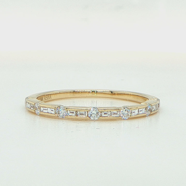 14K Yellow Gold Baguette Diamond Wedding Band
