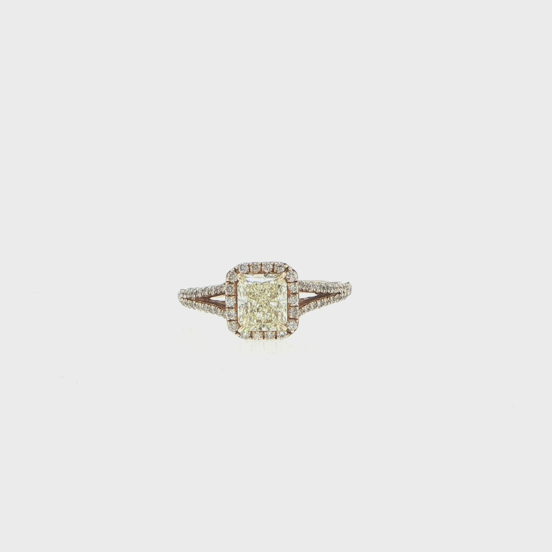 14K Yellow Gold Fancy Light Yellow Radiant Cut Diamond Ring