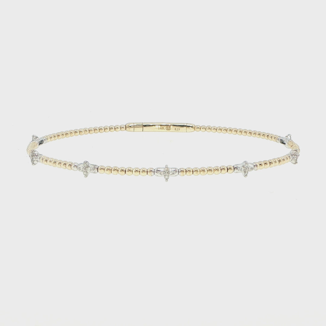 14K Yellow & White Gold 7 Station Diamond Bracelet