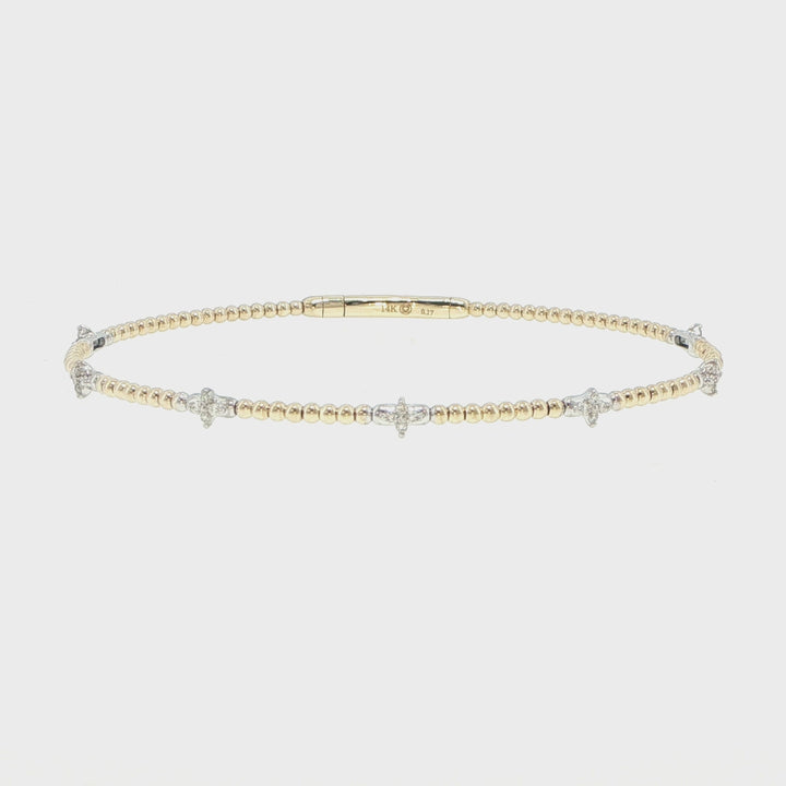 14K Yellow & White Gold 7 Station Diamond Bracelet