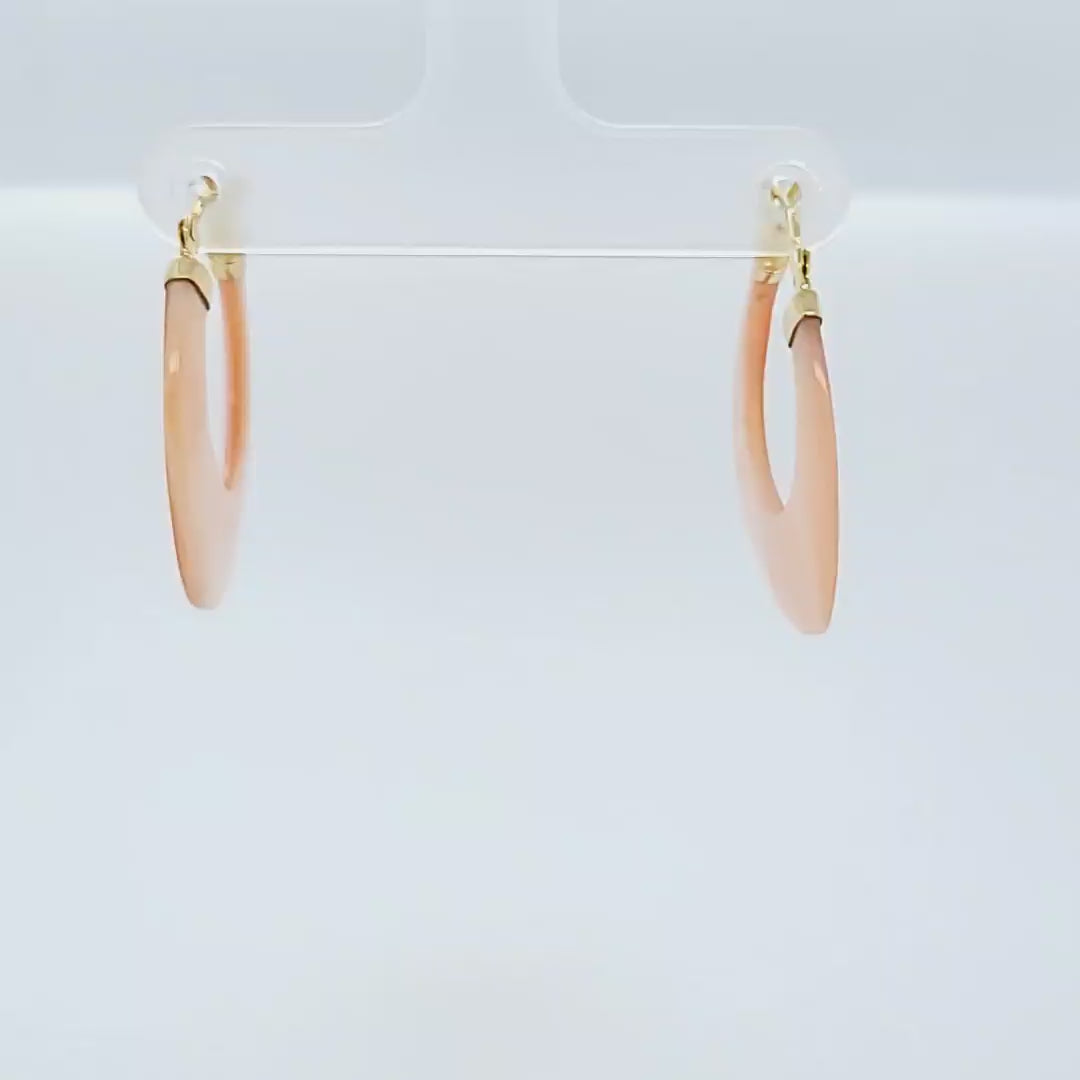 Carved Mother of Pearl Hoop Earrings