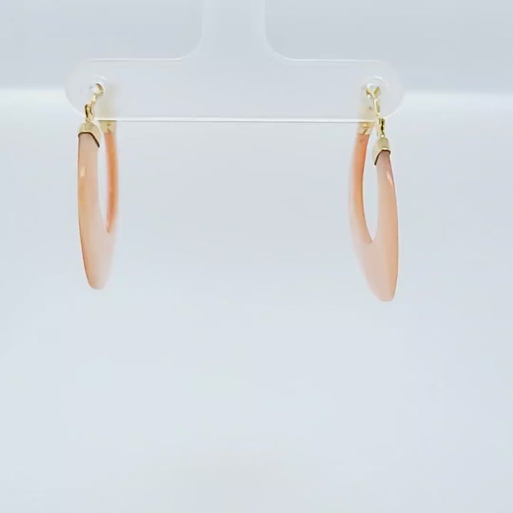 Carved Mother of Pearl Hoop Earrings