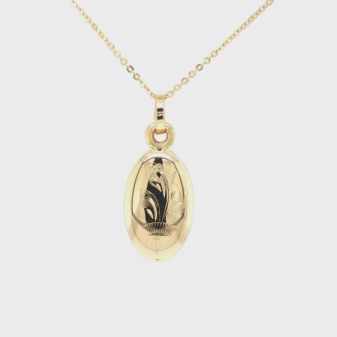 18K Yellow Gold Oval Locket Necklace