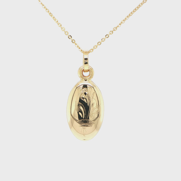 18K Yellow Gold Oval Locket Necklace