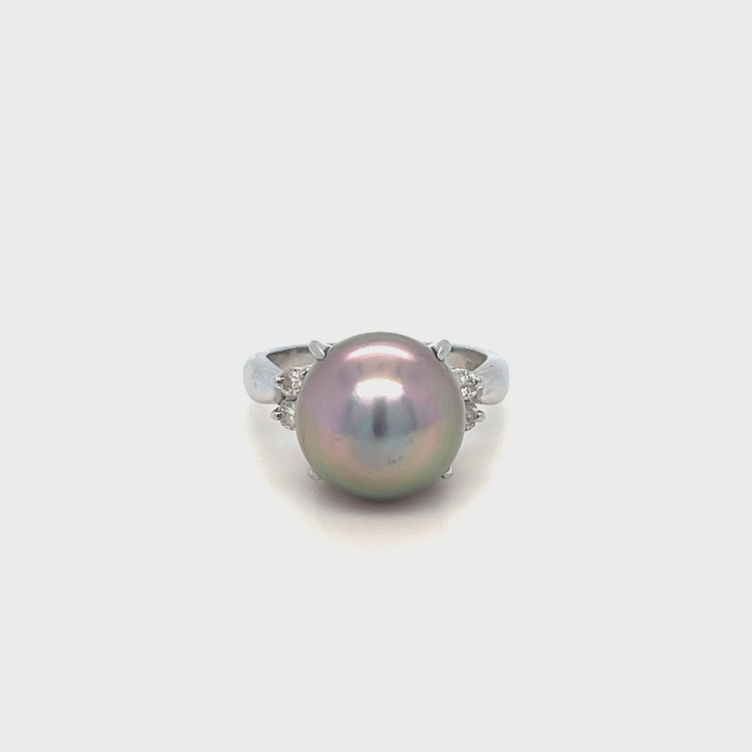 Tahitian Pearl and Diamond Ring