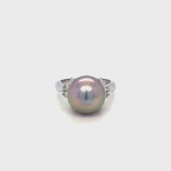 Tahitian Pearl and Diamond Ring
