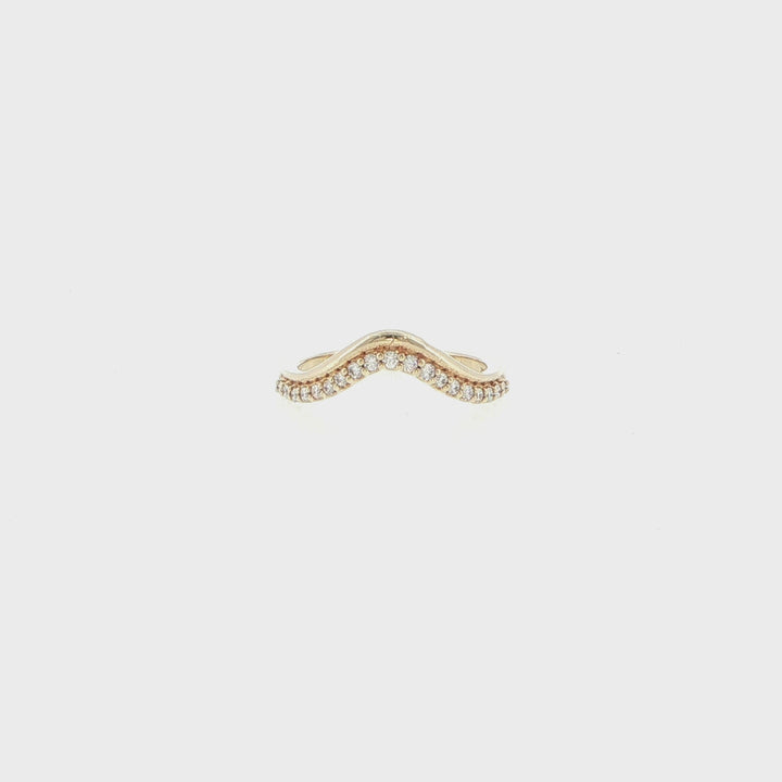 14K Yellow Gold Curved Contour Diamond Ring