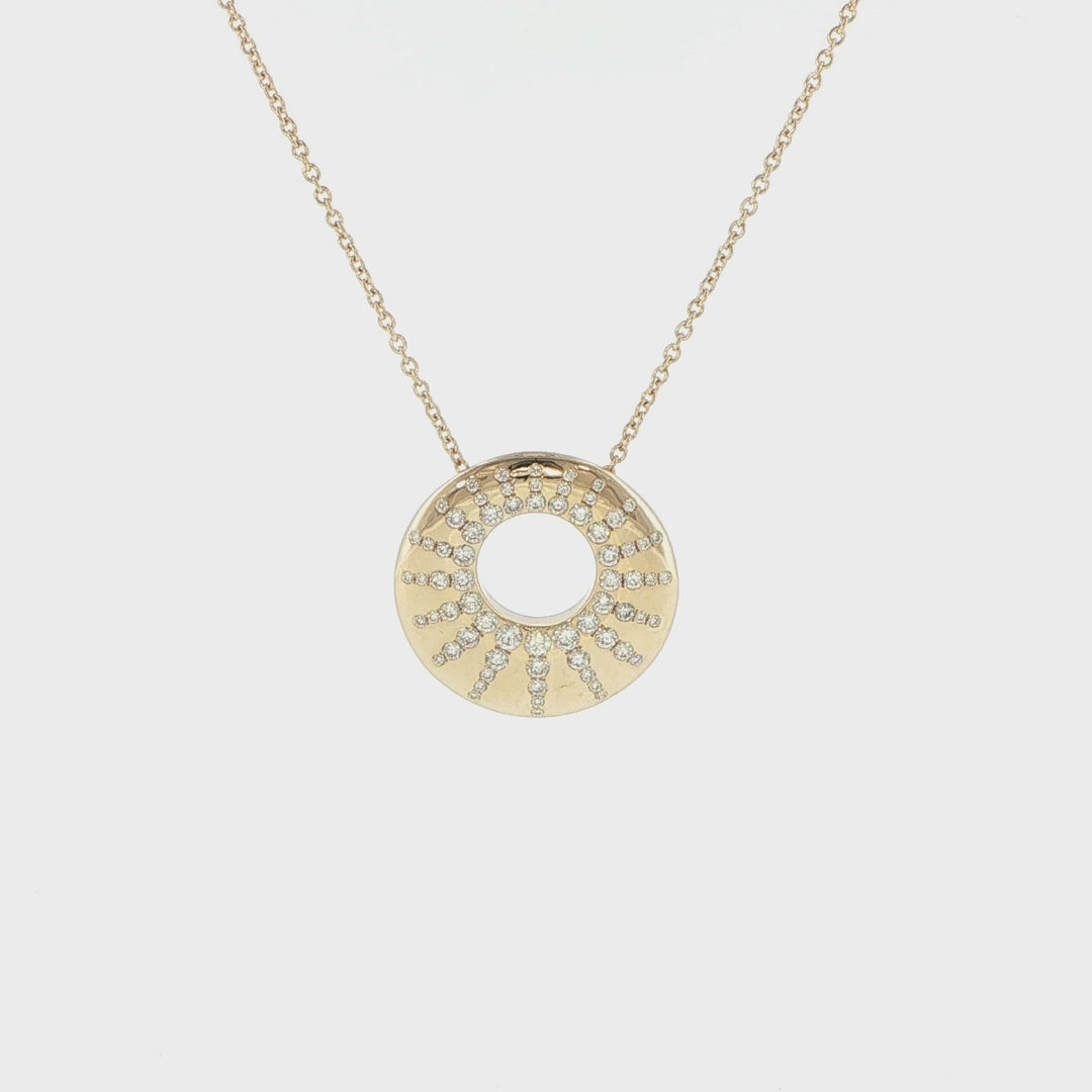 14K Yellow Gold Diamond Sun Necklace