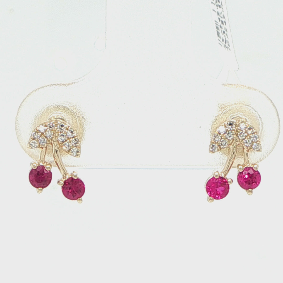 14K Yellow Gold Cherry Earrings
