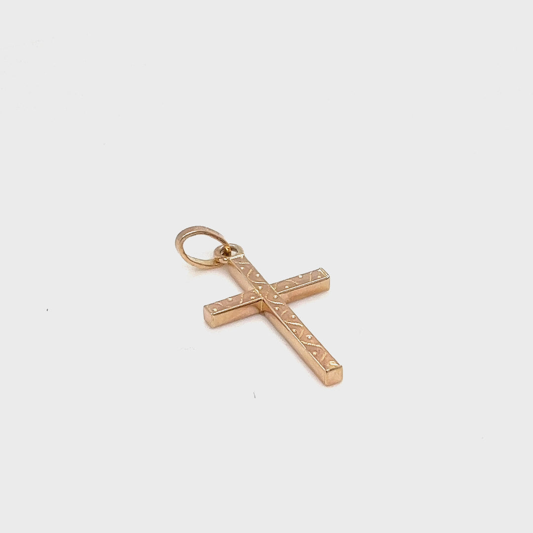 Engraved 14K Gold Cross Pendant