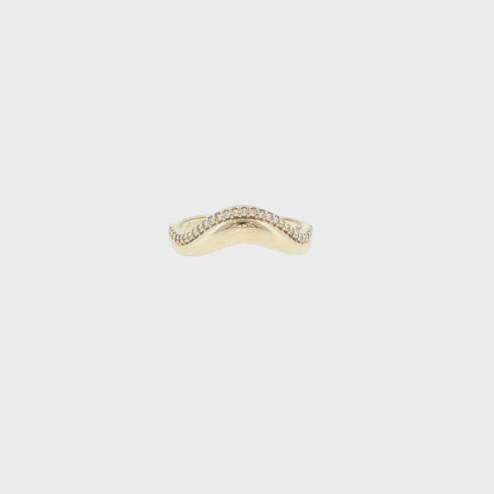 14K Yellow Gold Curved Contour Diamond Ring