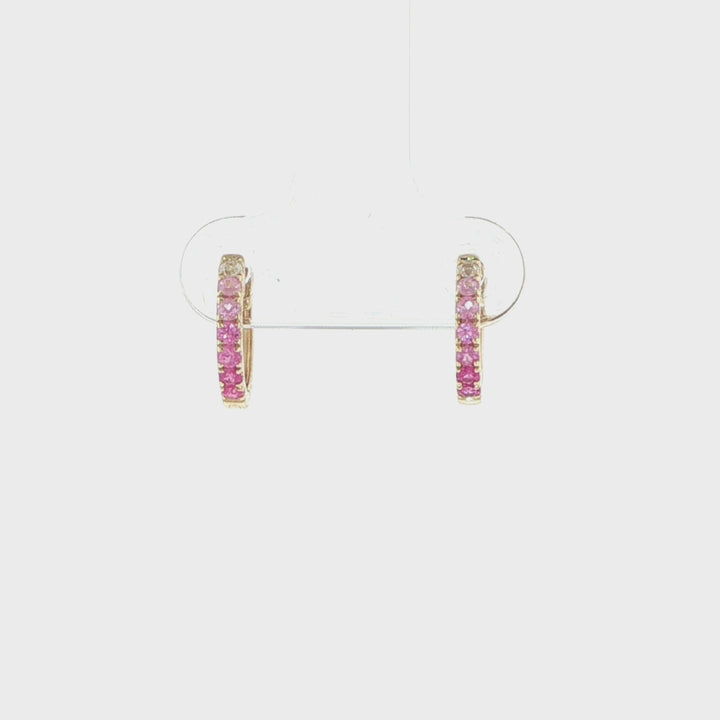14K Yellow Gold Sapphire & Spinel Huggie Earrings