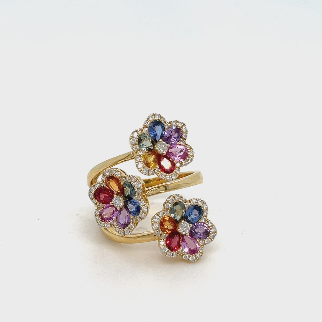 Multicolor Sapphire Flower Ring