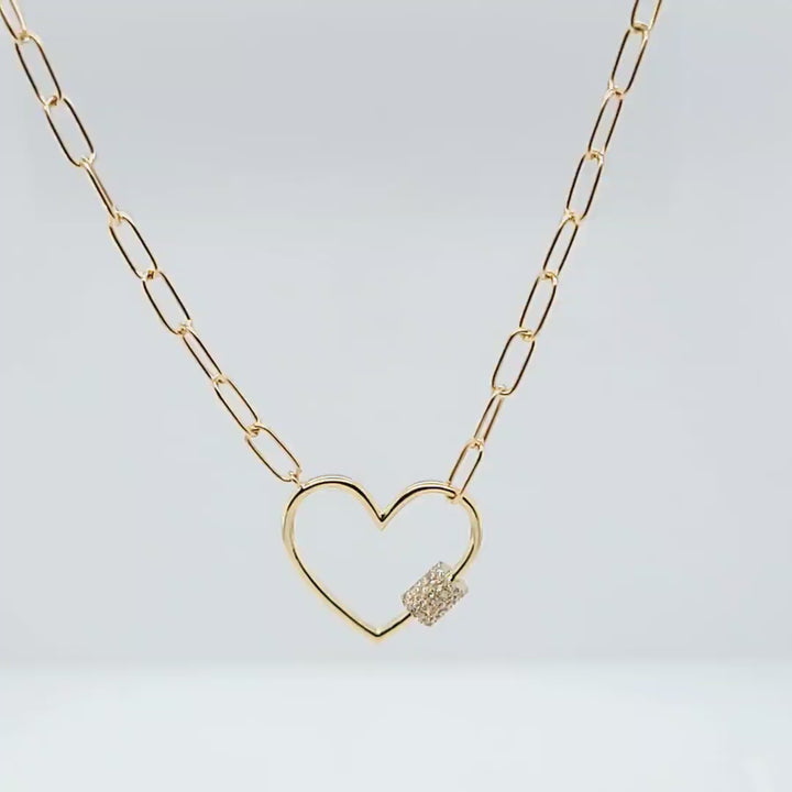 Pave Diamond Heart Lock Necklace