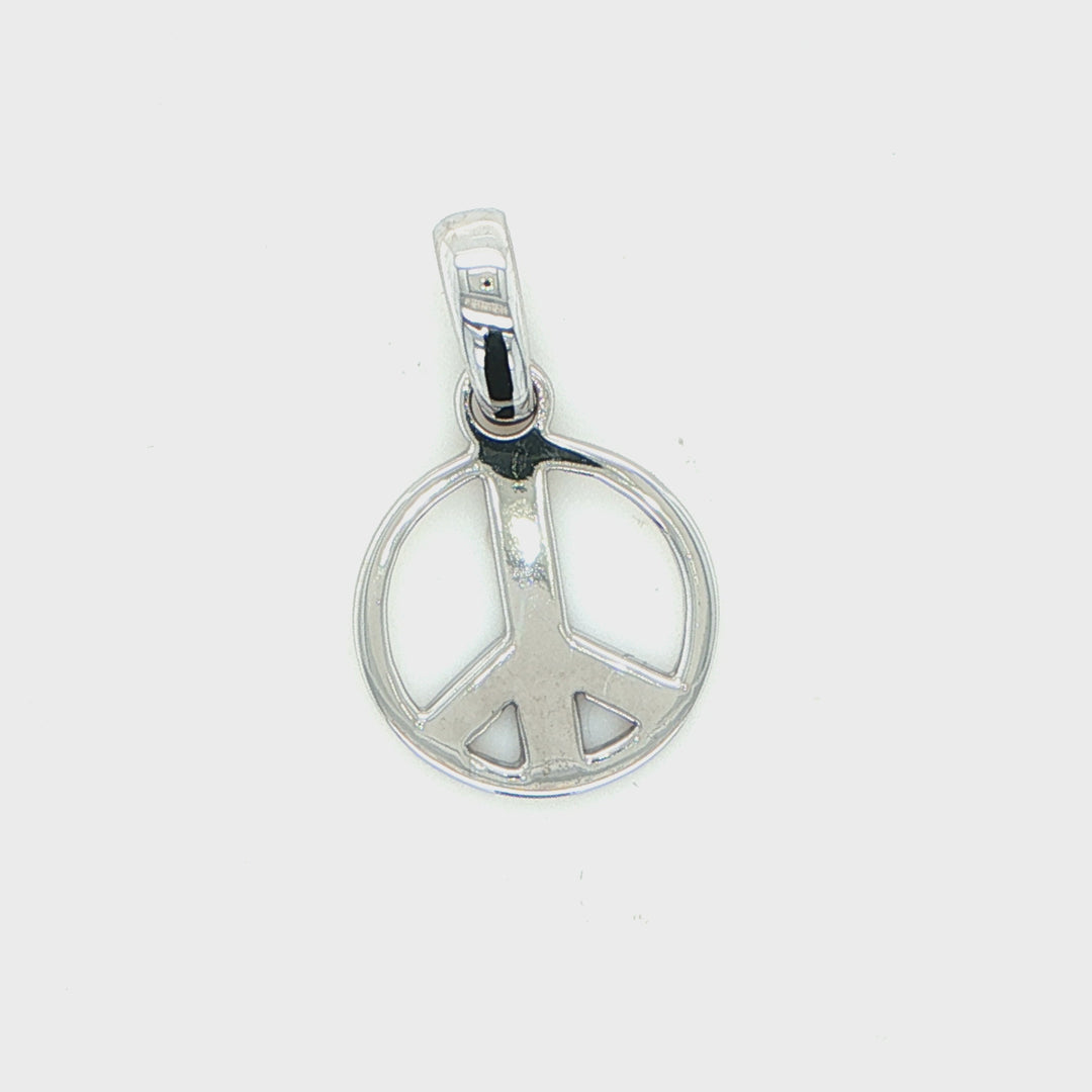 18K White Gold Peace Sign Pendant