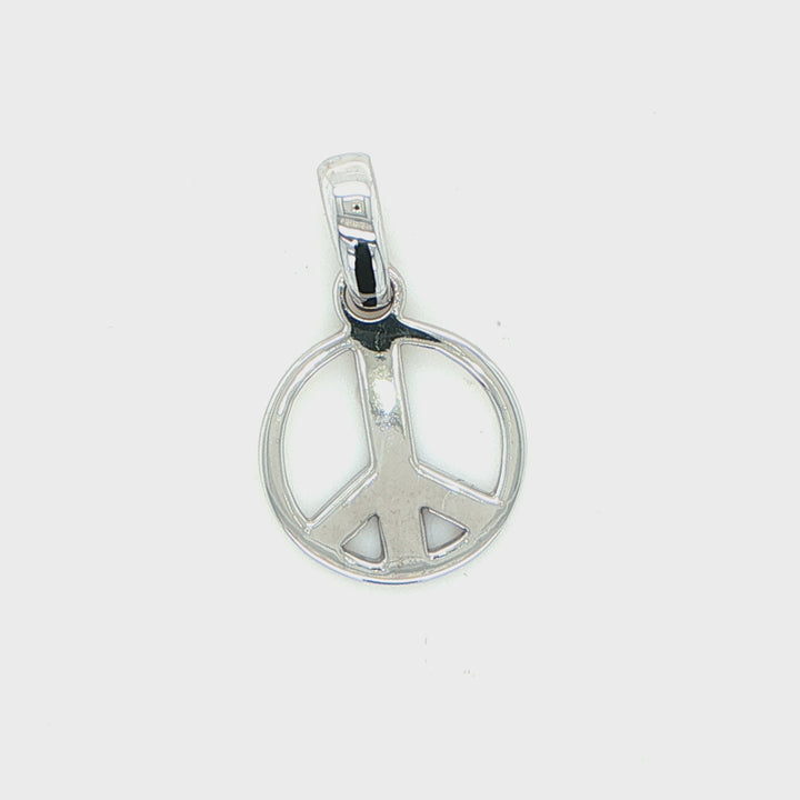 18K White Gold Peace Sign Pendant