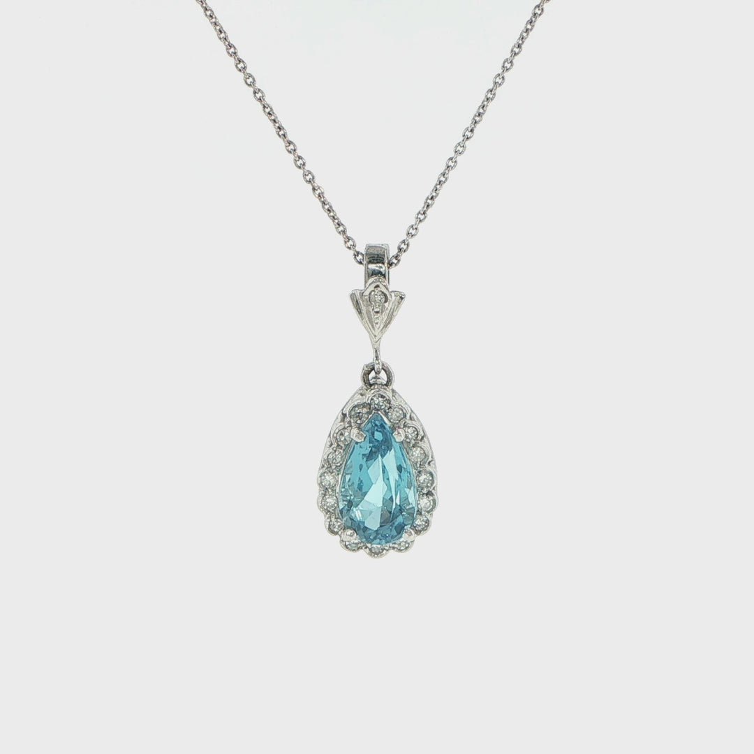 Aquamarine and Diamond Enhancer Pendant