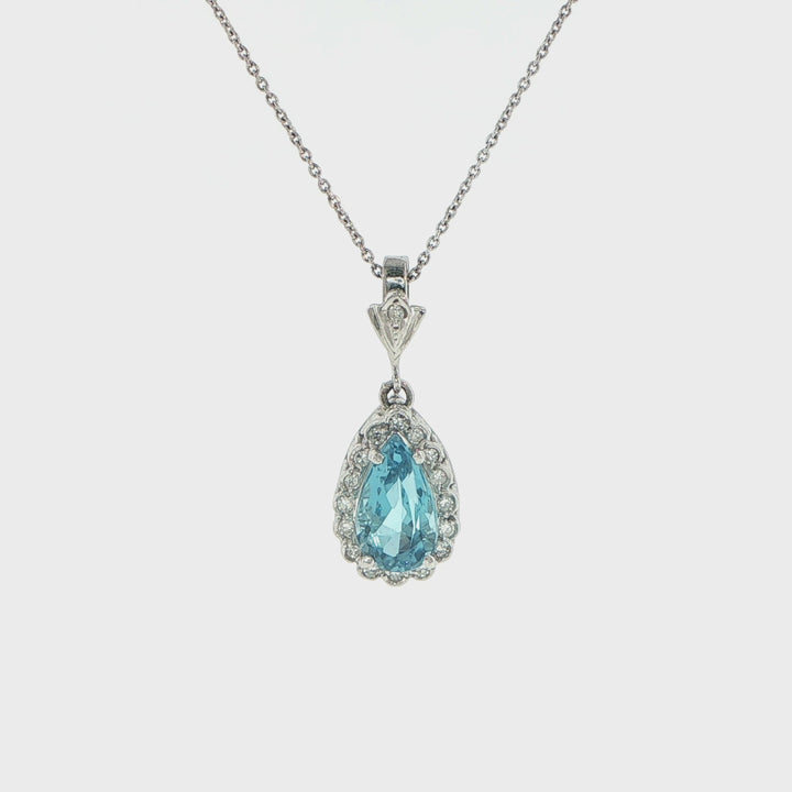Aquamarine and Diamond Enhancer Pendant