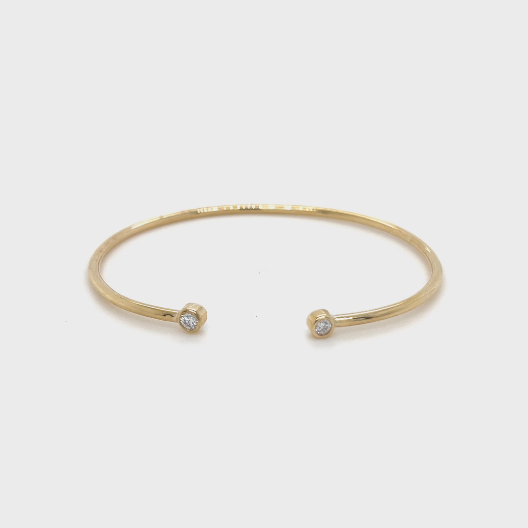 14K Yellow Gold Diamond Open Cuff Bracelet
