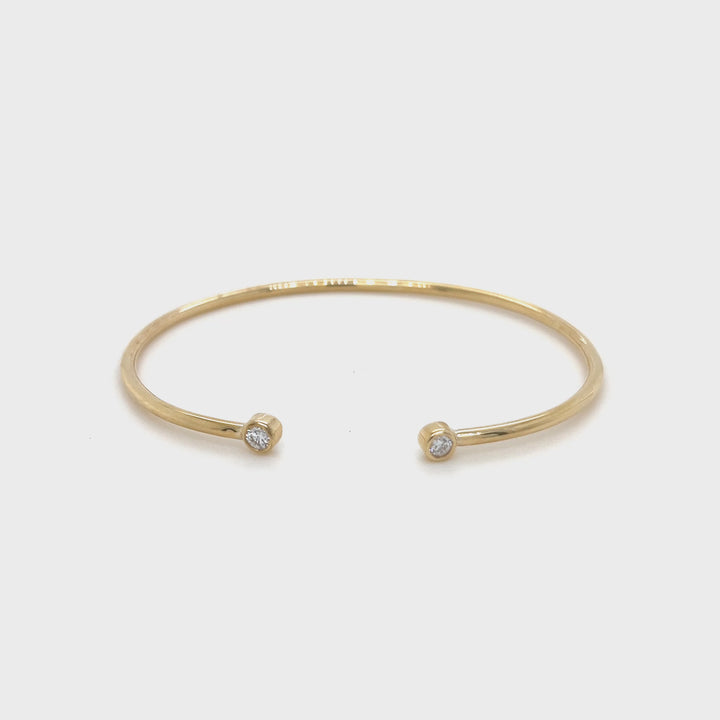 14K Yellow Gold Diamond Open Cuff Bracelet