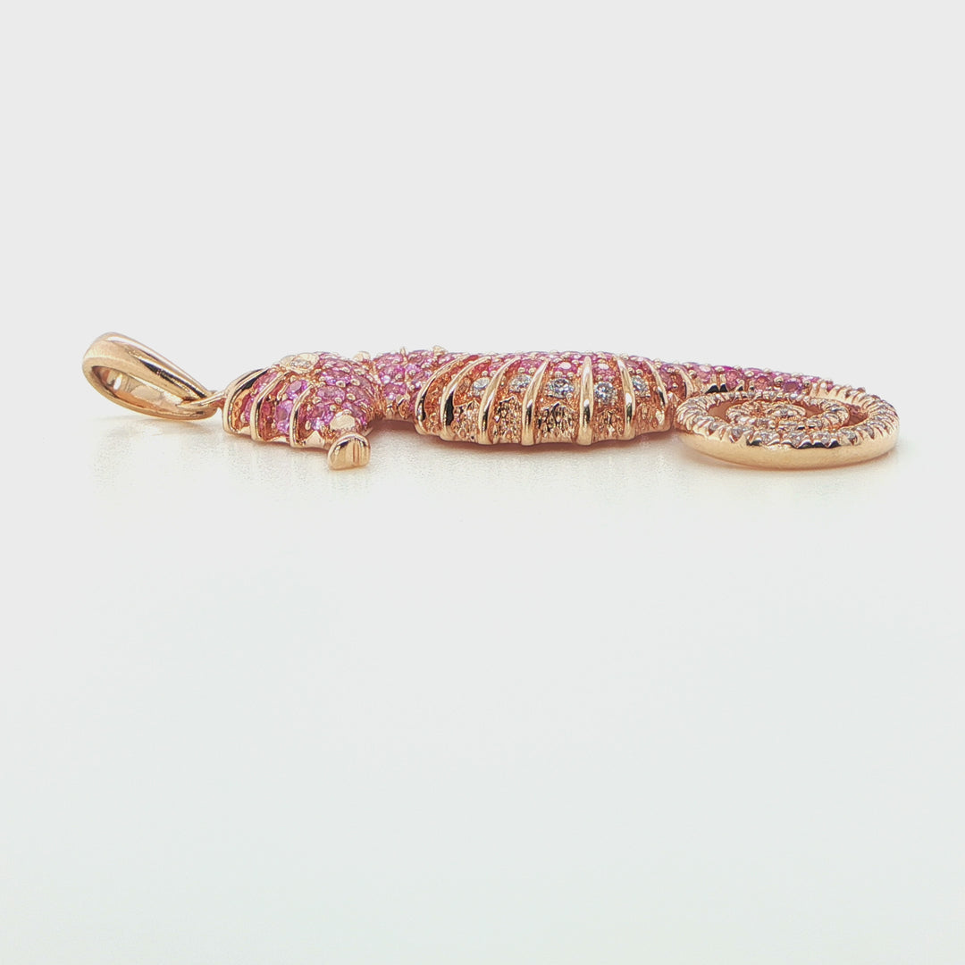 Na Hoku 14K Gold Seahorse Pink Sapphire & Diamond Pendant