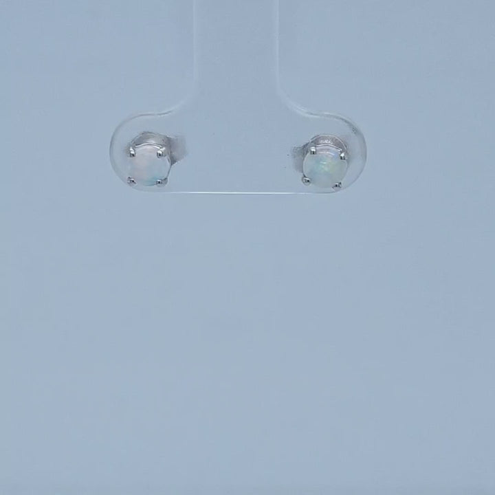 Round Opal Stud Earrings