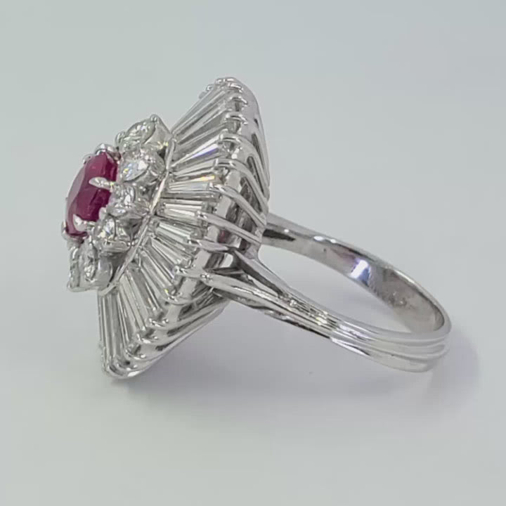Burmese Ruby and Diamond Ballerina Ring