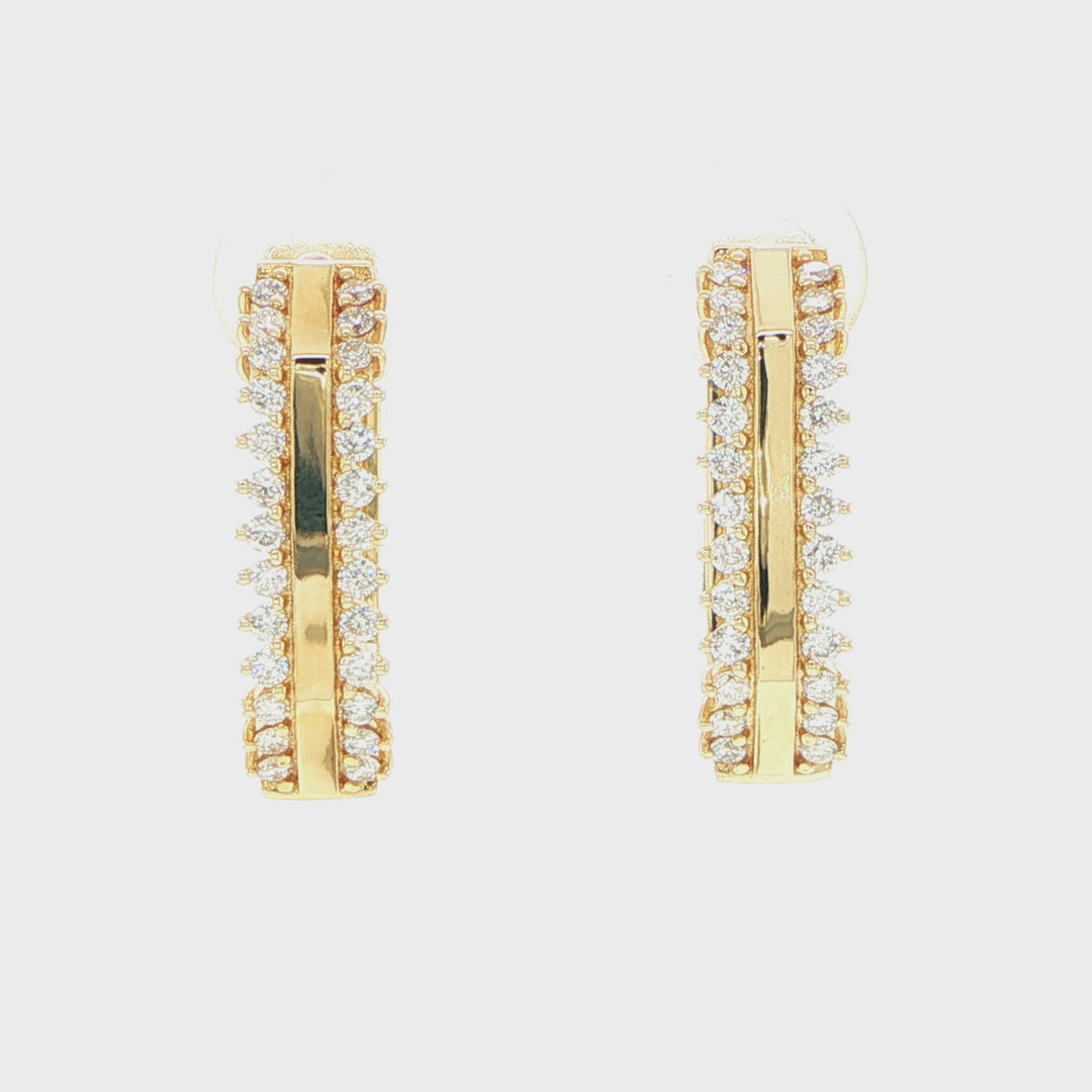 Yellow Gold Diamond Elongated Hoop Earrings