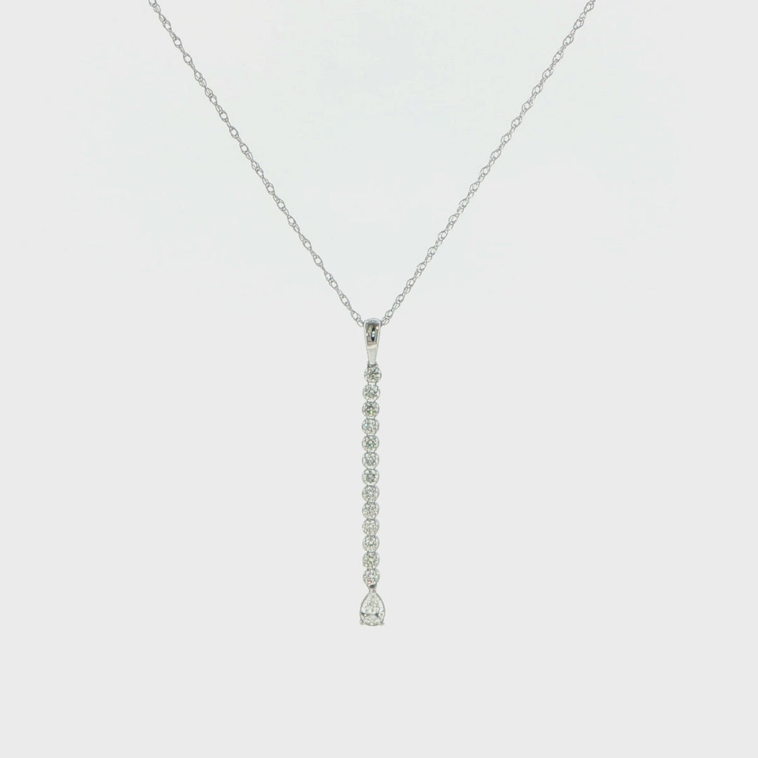 14K White Gold Flexible Bar Diamond Necklace
