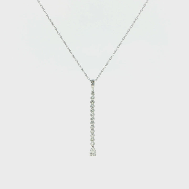 14K White Gold Flexible Bar Diamond Necklace