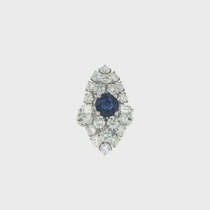 Sapphire and Diamond Vintage Dinner Ring