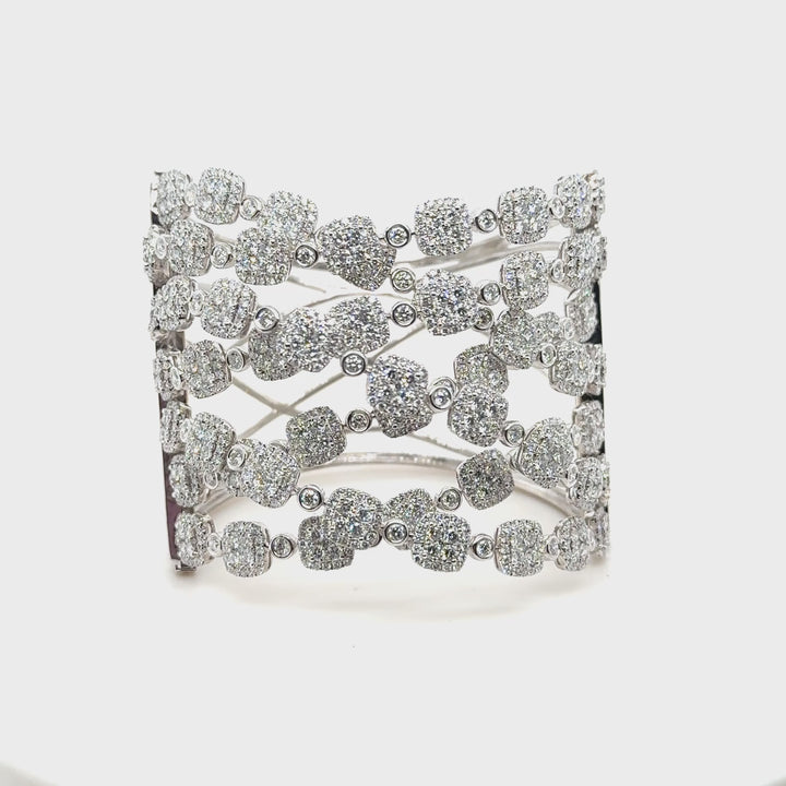 18K White Gold Diamond Multi-Crossover Bangle