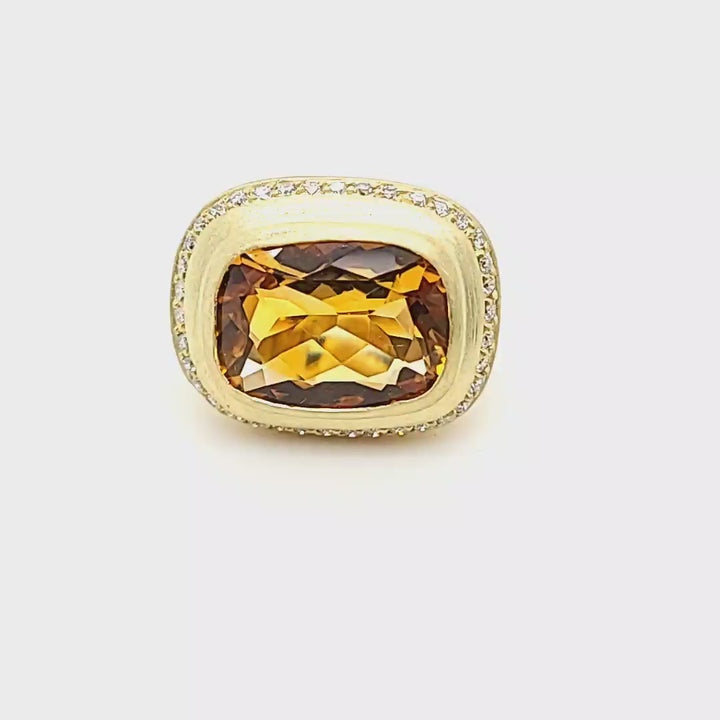 Citrine and Diamond Cocktail ring