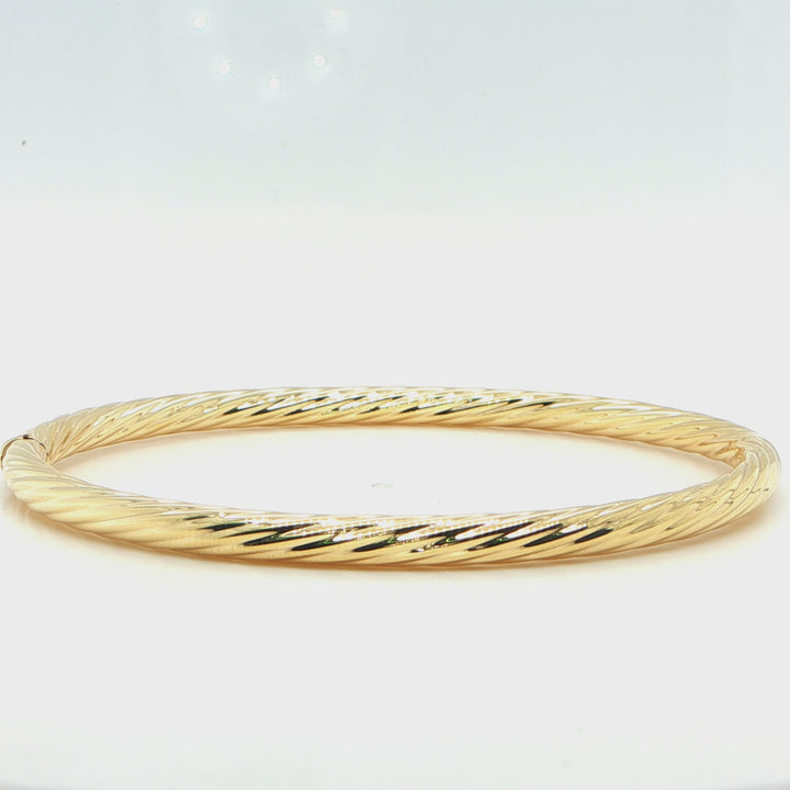 14K Yellow Gold Twisted Bangle Bracelet 3.8mm