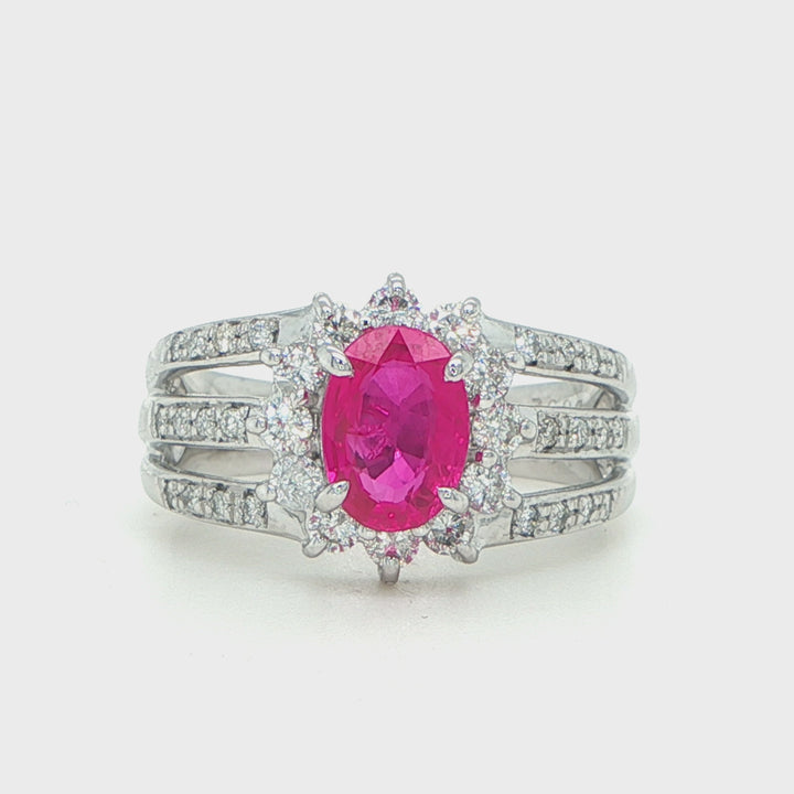 Platinum Oval Ruby & Diamond Ring