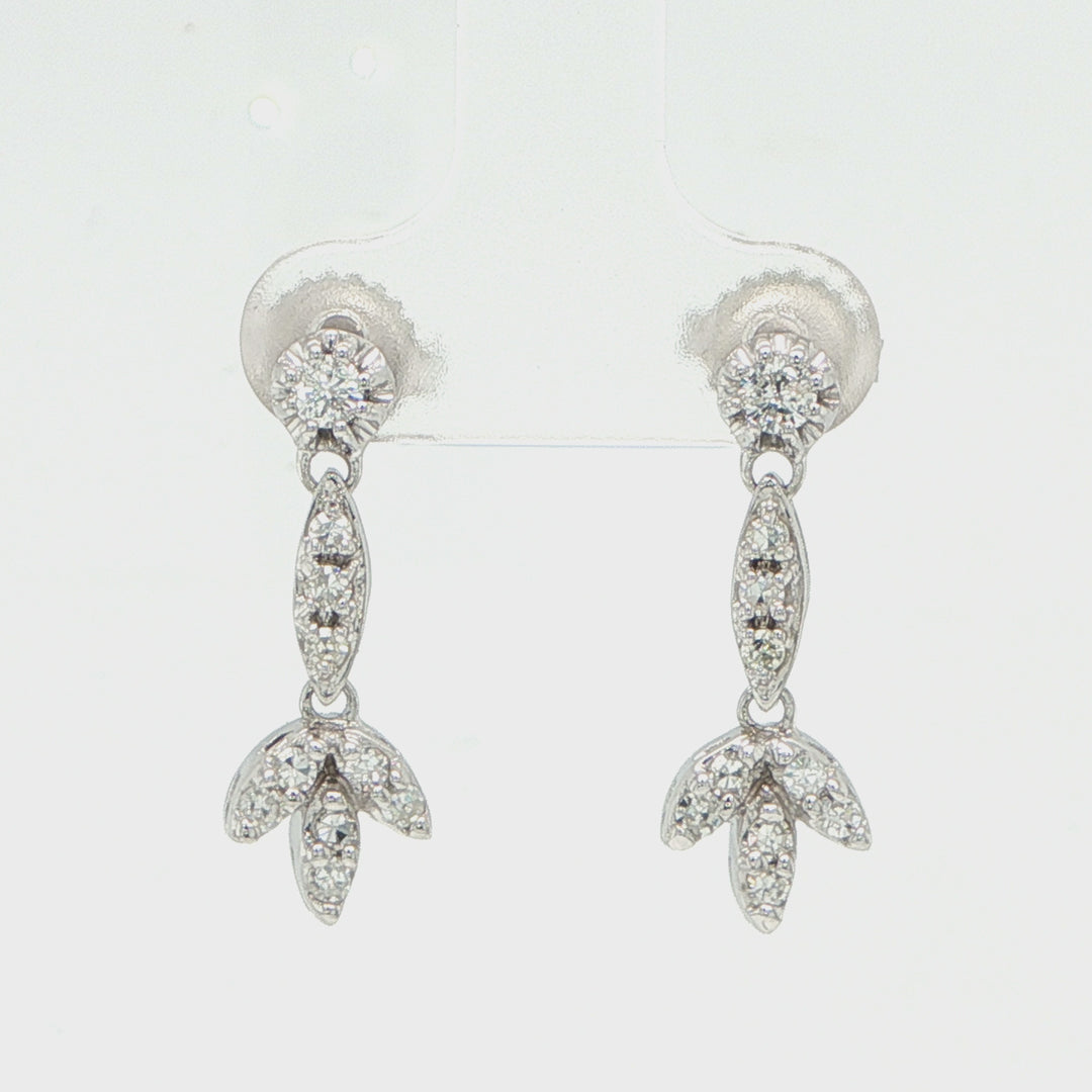 14K White Gold Diamond Drop Earrings