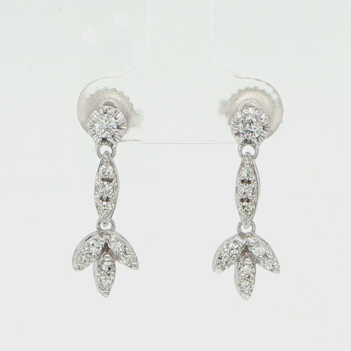 14K White Gold Diamond Drop Earrings