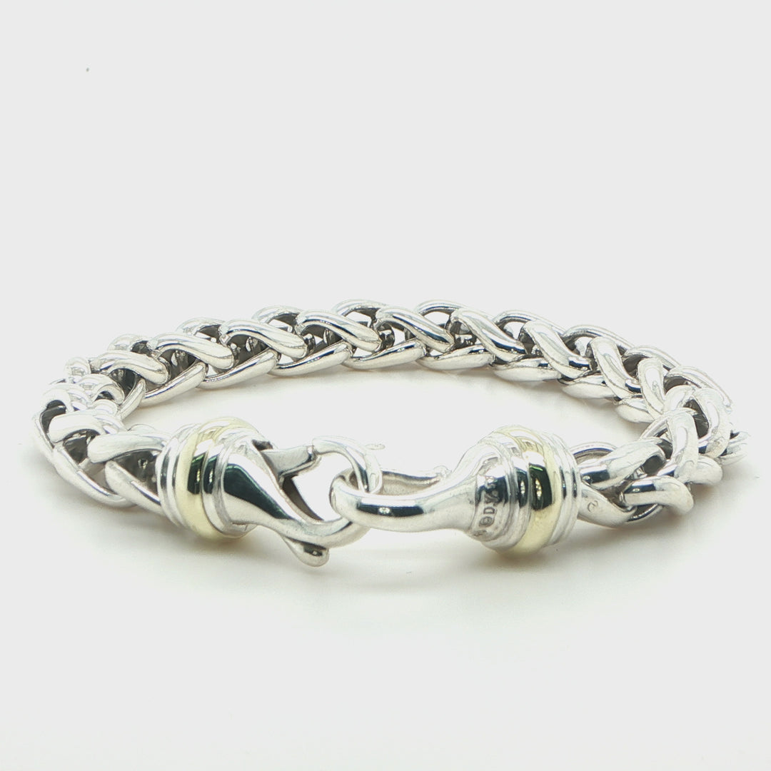 David Yurman Sterling Silver & 14K Gold Link Bracelet