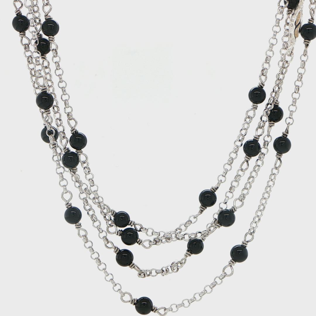 David Yurman Sterling Silver Black Onyx Necklace
