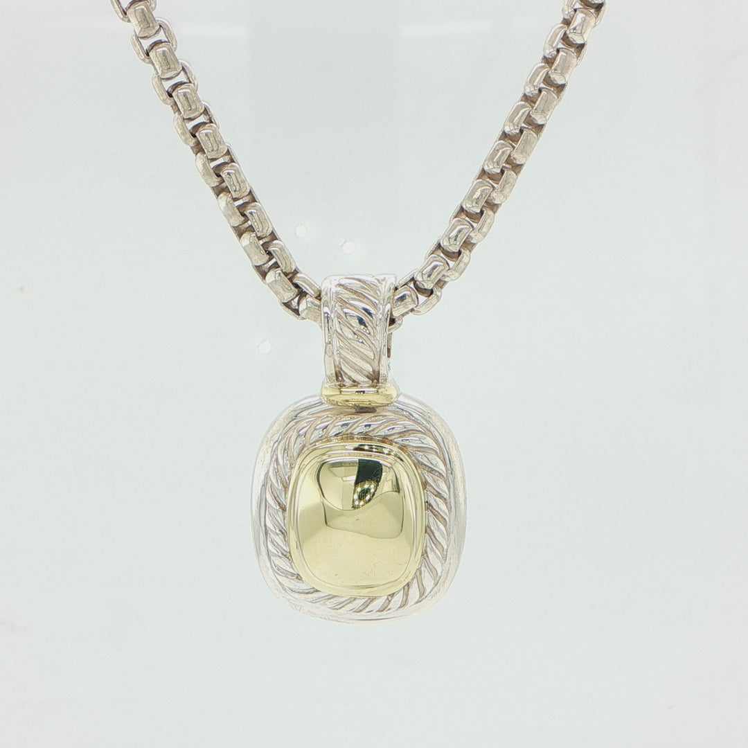 David Yurman Sterling Silver & 14K Gold Pendant Necklace