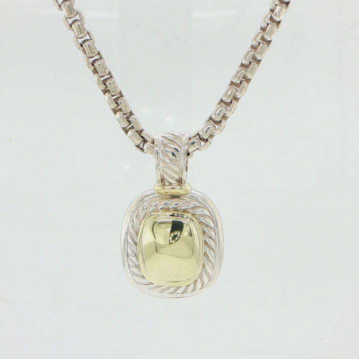 David Yurman Sterling Silver & 14K Gold Pendant Necklace