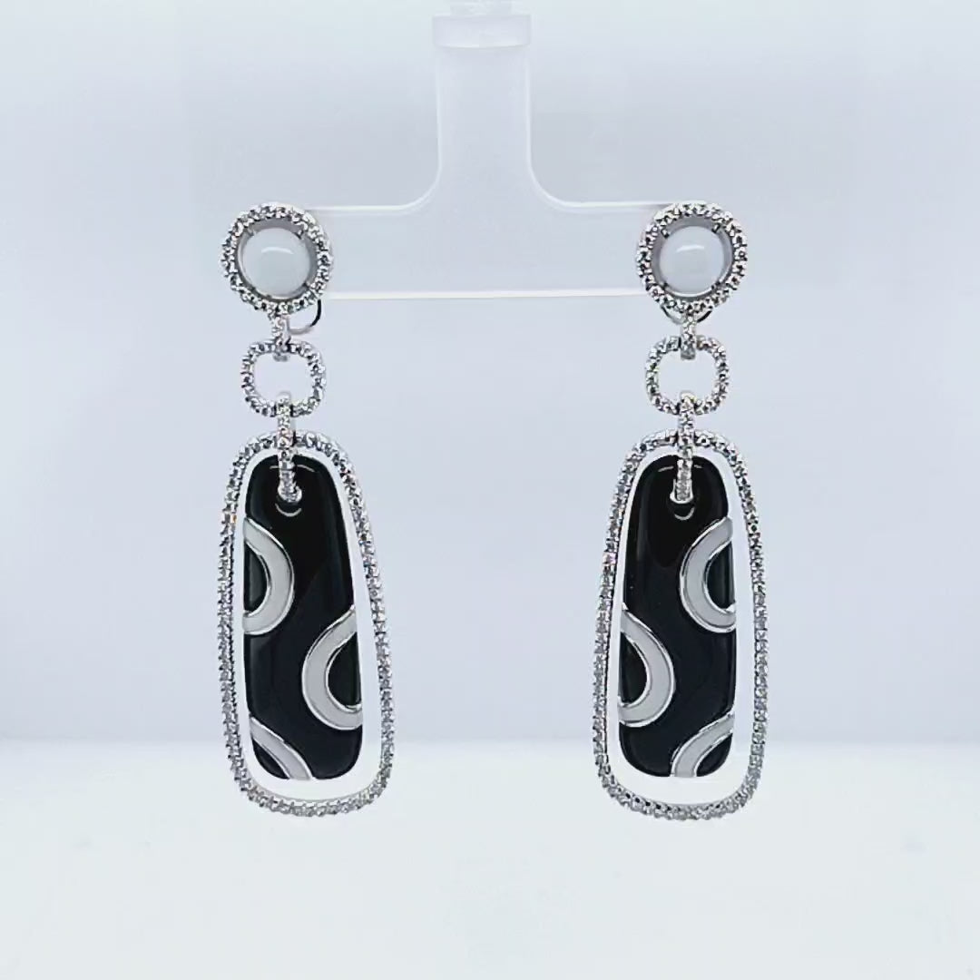 Belford Onyx, Agate and Diamond Drop Earrings