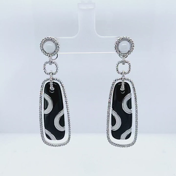 Belford Onyx, Agate and Diamond Drop Earrings