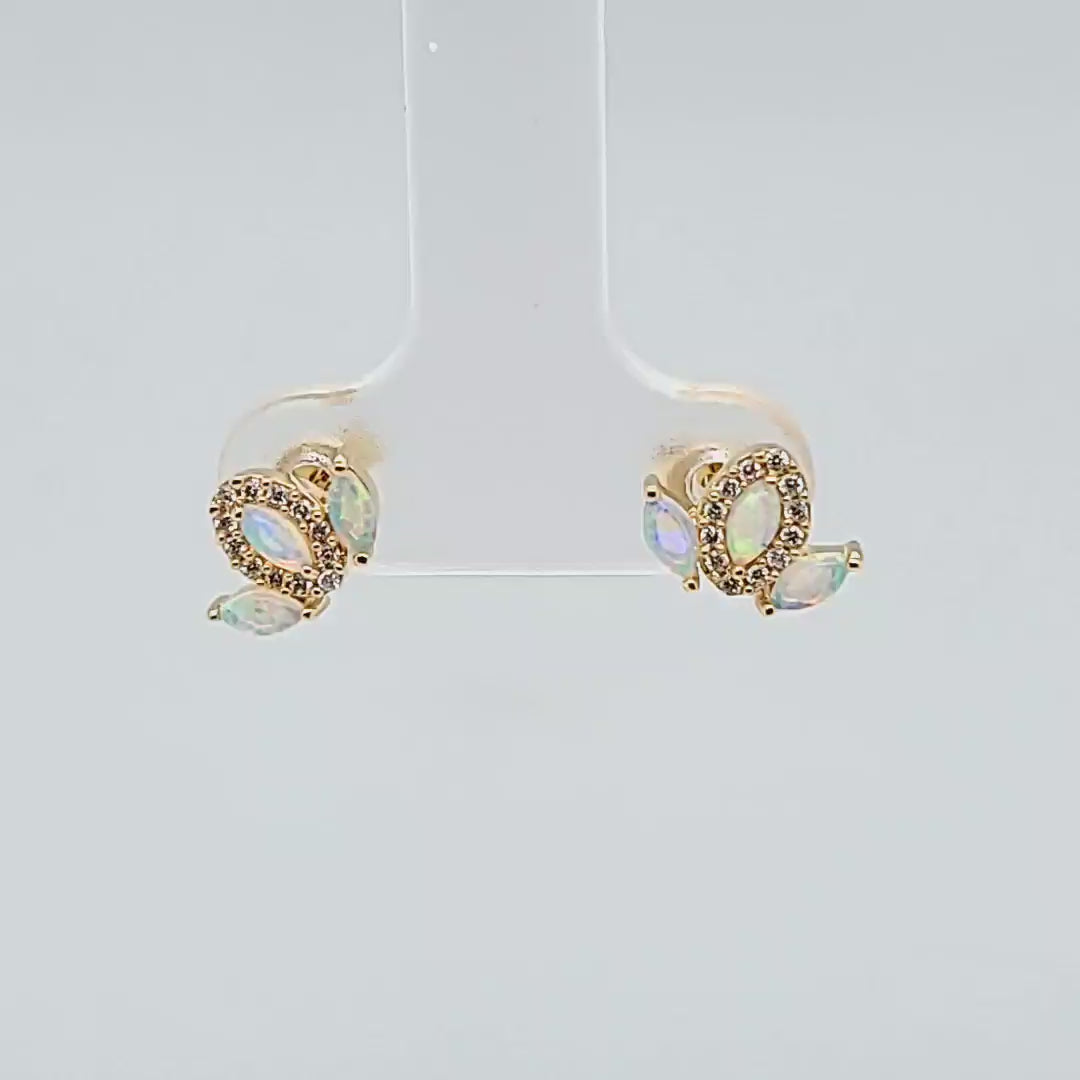 Australian Opal and Diamond Earrings