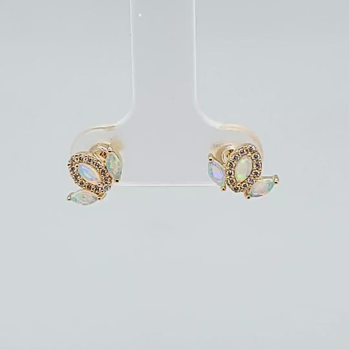 Australian Opal and Diamond Earrings