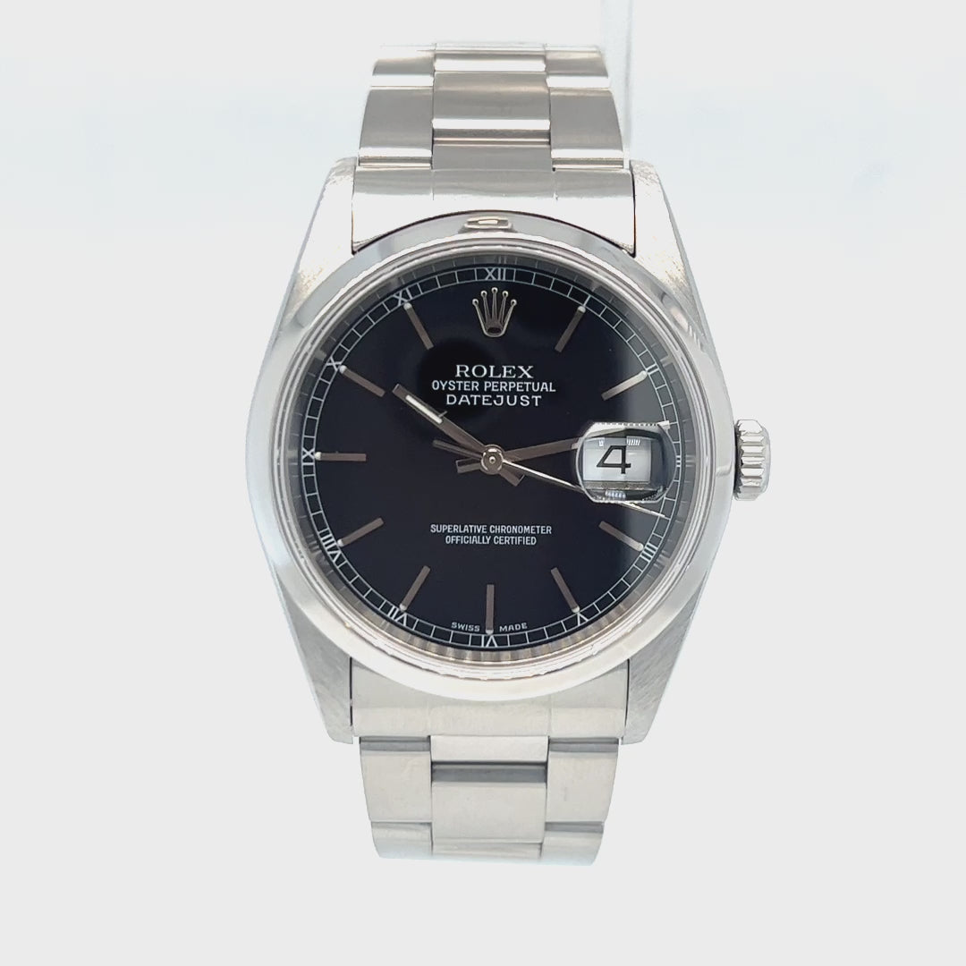 36mm Rolex Datejust – Black Stick Dial