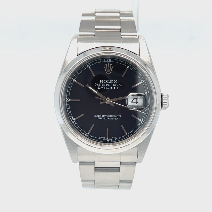 36mm Rolex Datejust – Black Stick Dial