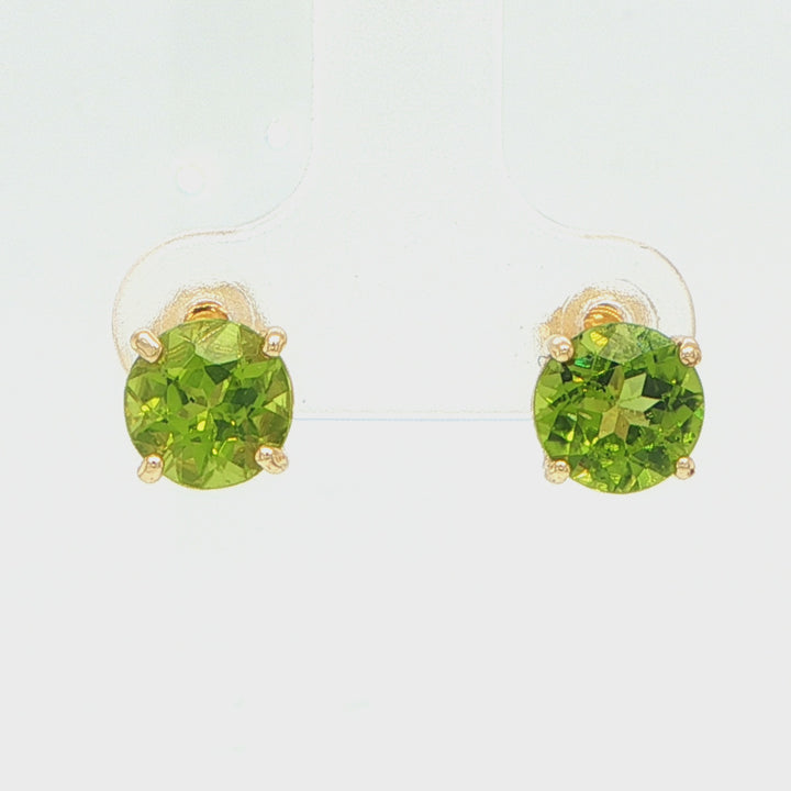 14K Yellow Gold 7mm Peridot Stud Earrings